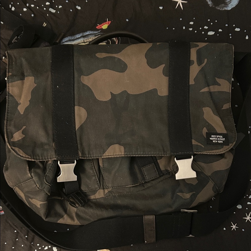 Kate Spade Green and Black Camouflage Messenger Bag